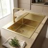 Pure.Sink Comfort PVD Gold Sink with Drainboard, 86x52 cm, Left-Side Faucet Wing, PCM5086LT-60
